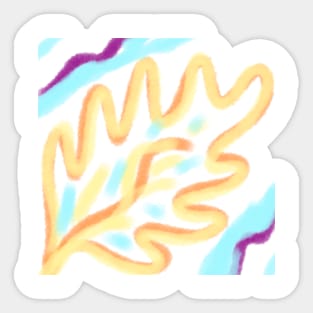 Yellow orange pink blue watercolor leaf art Sticker